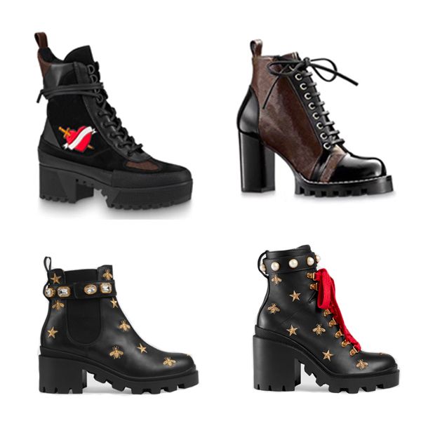 

2020 женщины снега сапоги кожаные полусапожки коренастый пятки мартин обувь для печати кожа платформы desert шнуровка ботинок 5см 24 цвета с, Black