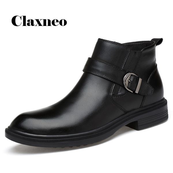 

claxneo man boots genuine leather 2020 spring autumn male dress shoes clax men's ankle boot brand, Black