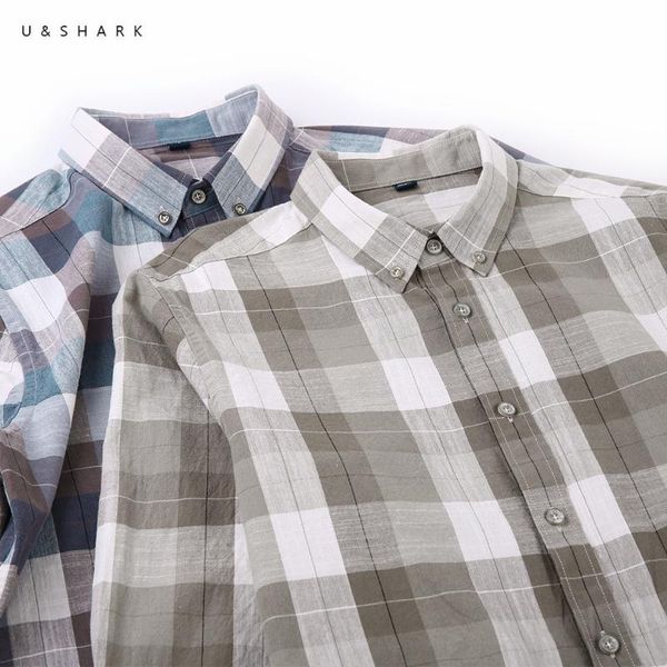 

blue yellow plaid shirt checkered casual shirts for men clothing long sleeve cotton button collared england new style slim fit, White;black