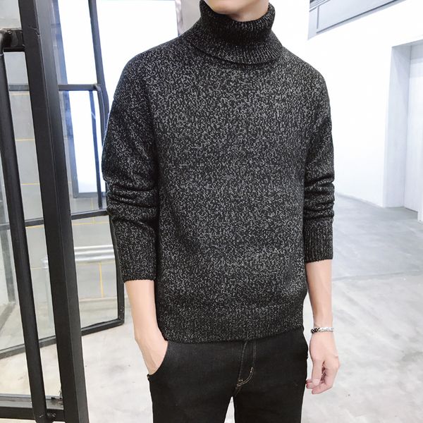 

мужская сплошной цвет вязаный свитер корейской версии водолазка свитер осень и зима дна рубашки мужская одежда, White;black