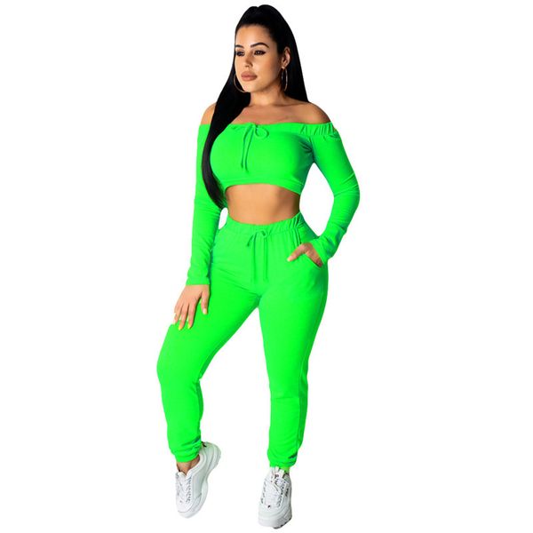 

женский спортивный костюм ночной слэш плечо с длинным рукавом + брюки 2 комплекта сплошной цвет способа высокого качества сексуальная осень, Gray