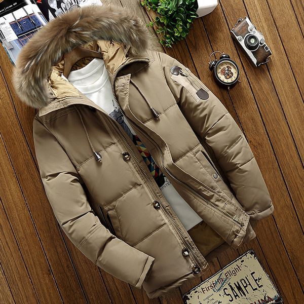 

2018 new men's winter duck down jackets mens loose down jacket fur hooded thick warm parkas casual overcoats male m-3xl, Black