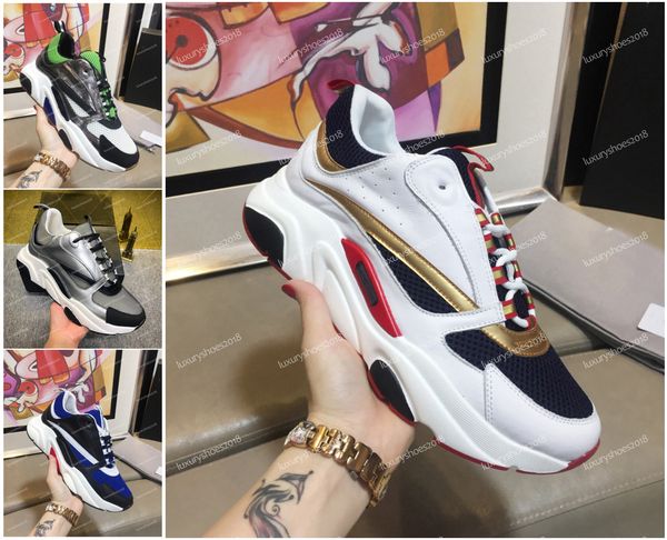 

women mens canvas and calfskin trainers fashion europa fashion luxury designer sneaker new sneakers b22 trainer technical knit casual shoes, Black