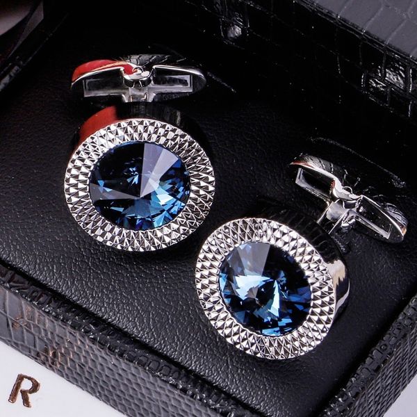 

maishenou shirt luxury cufflinks for mens brand wedding gift cuffs button with crystal cuff links sh190727, Silver