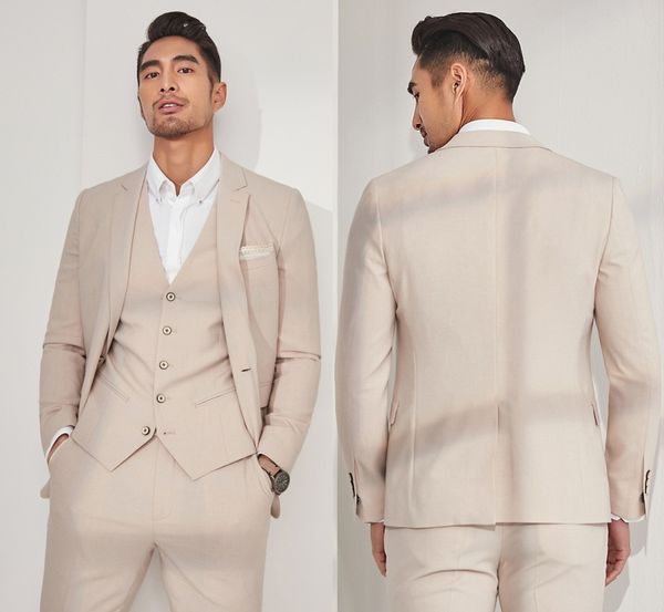 

2020 beige men suits simple wedding suits custom made bridegroom groomsmen 3piece slim fit formal blazer prom tuxedos, Black;gray