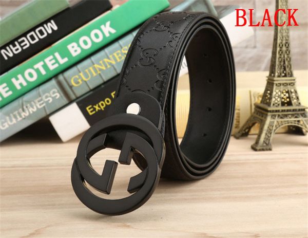 

design belt mens fashion designer genuine leather black gold silver aolly buckle belts for men 7 color chose, Black;brown