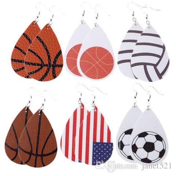 

baseball leather earrings for sport lover lightweight faux leather teardrop earrings handmade unique ball leather earrings for women, Silver