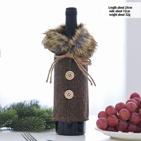 

christmas style red wine bottle cover american long plush plaid linen wine set cover christmas holiday supplies