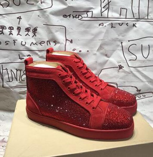 

designer mens red bottom sneakers slip-on roller boat mens women suede spike crystal leather shoes kanye platform sport sneaker6r03 t01, Black