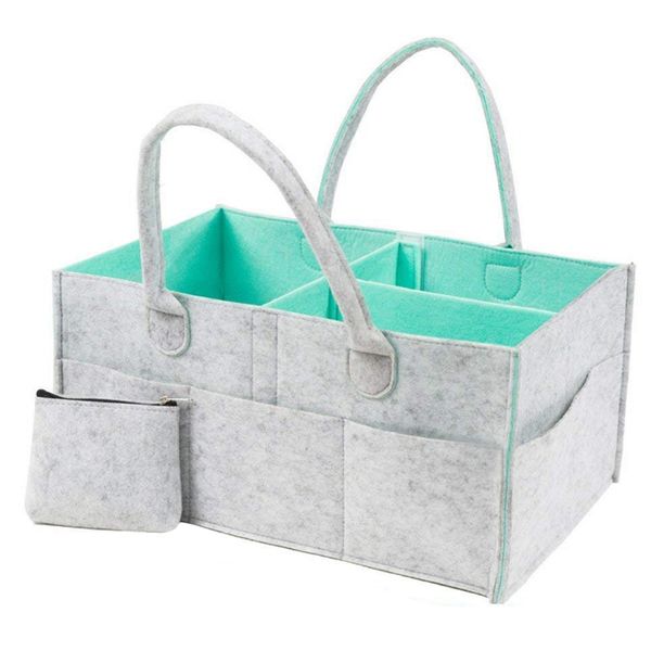 

baby nappy caddy organiser plus purse - nursery storage bin baby shower gift basket, newborn registry, nursery organiser ba