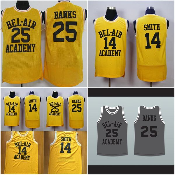 

The Fresh Prince #14 Will Smith Bel-Air Academy Movie Version #25 Carlton Banks Basketball jersey embroidered Stitched Orange Grey