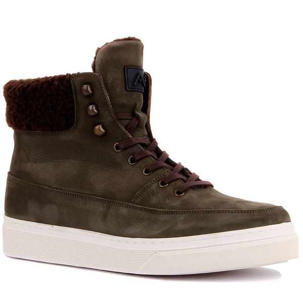 

sail lakers-khaki nubuck lace-up men boots, Black