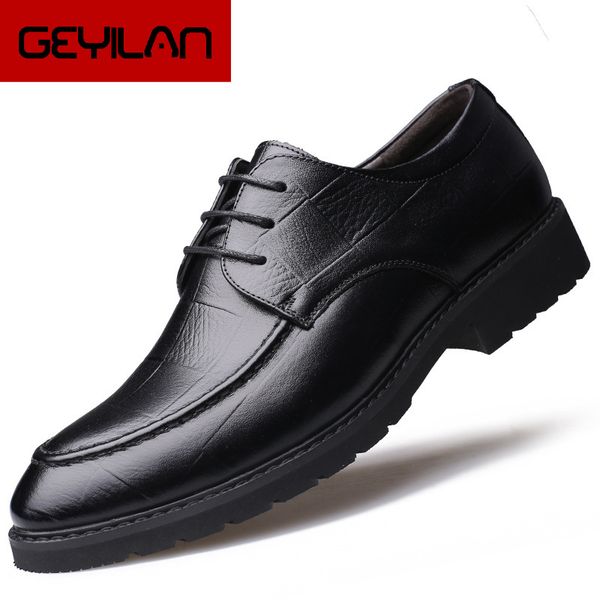 

2018 new autumn mens fashion casual leather shoes men oxfords classic business shoes men flats comfortable office wedding, Black