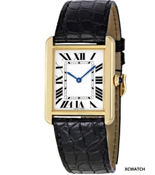 

Luxury brand w5200004 quartz ilver dial yellow gold black leather tainle teel watch 34 x 27mm with box