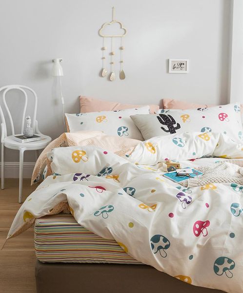 

home textile bedroom bed linens bedding set quilt cover pillowcase flat sheet or fitted sheet mattress cover bedclothes mushroom