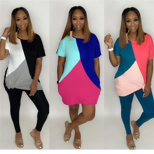 

3colors patchwork loose casual womens summer designer dresses round neck short sleeve extended solid color womens dresses, Black;gray