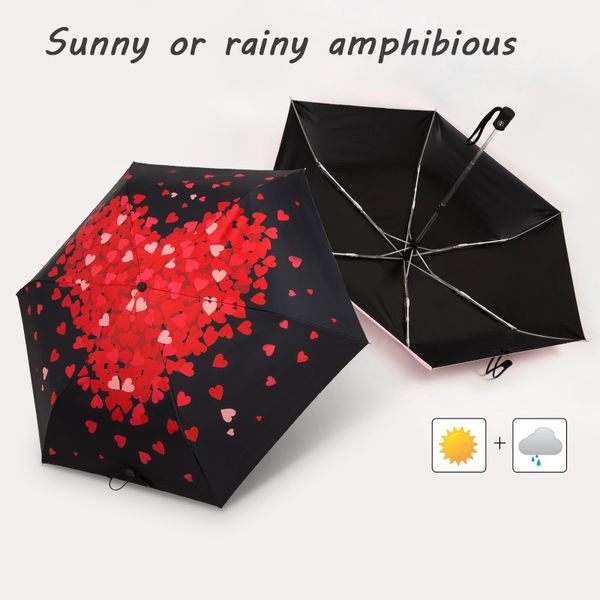 

automatic ultra-light ultra-fine creative black plastic sunshade rain dual-use umbrella uv protection love symbol umbrella