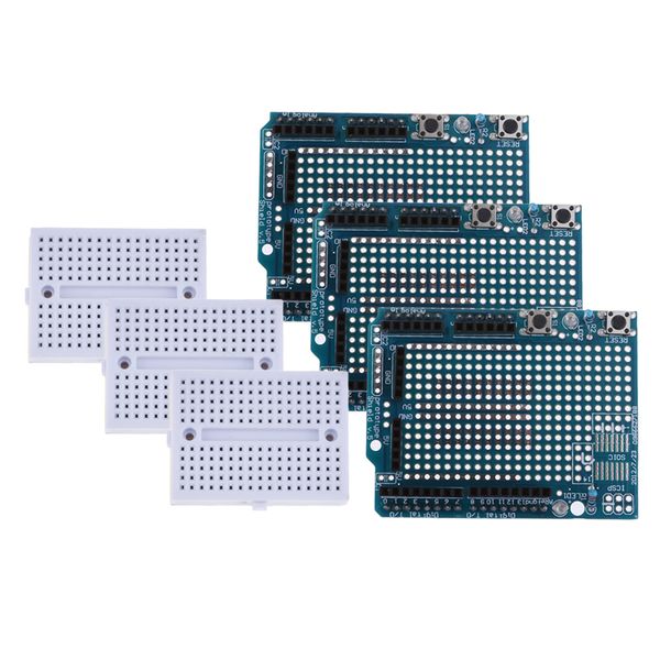 

3pcs uno r3 expansion board 328 protoshield prototype with mini breadboard