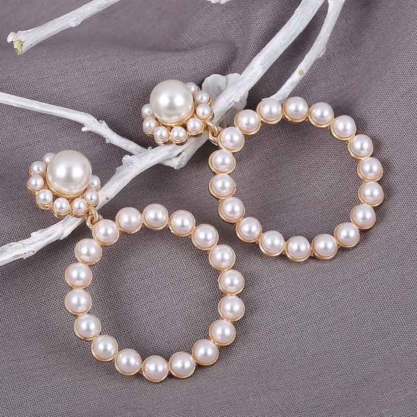 

women faux pearl earrings retro large circle lady luxury earrings jewelry k2, Golden;silver
