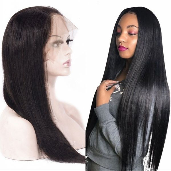 

перуанский девы волос 360 кружева перед парики человеческих волос предварительно выдернутый волос прямо кружева фронтальная парики с ребенко, Black;brown