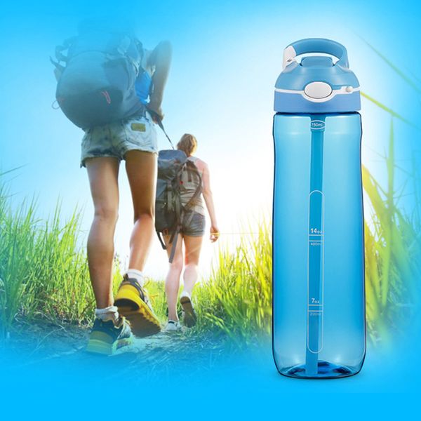

750ml 25oz port water bottle with traw food grade pla tic leakproof bottle large capacity outdoor port travel camping bottle dbc dh1128