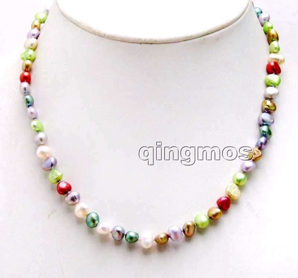 

small 6-7mm multicolor baroque natural freshwater pearl necklace 17''-nec6247 wholesale/retail ing, Silver