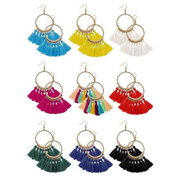 

9pz/lots wholesale jewelry tassel earring sets bohemia style sector earrings women tassel studs for woman jewellery set, Golden;silver