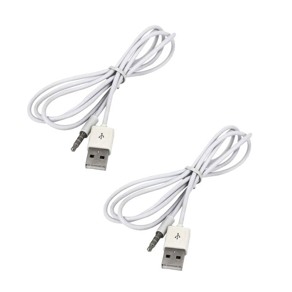 

2pcs 3.5mm male to usb 2.0 male mp3 aux audio plug converter cable cord