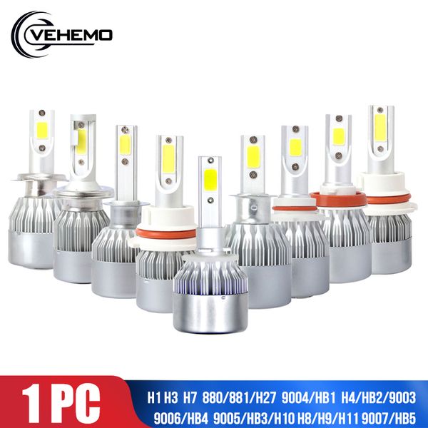 

cattree led headlight front lamp super bright h7 dc12-24v 4000lm h3 cob 6000k safety automobile car styling replacement