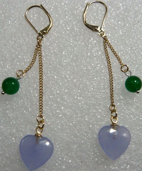

2 choices wholesale purple heart match green stone beads fashon earrings, Silver