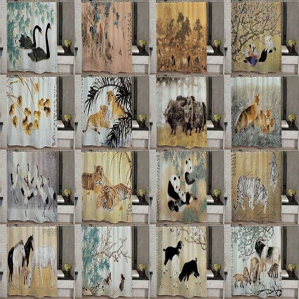 

180x180cm retro classic creative art printing shower curtains waterproof polyester fabric bath curtain for bathroom shower ta