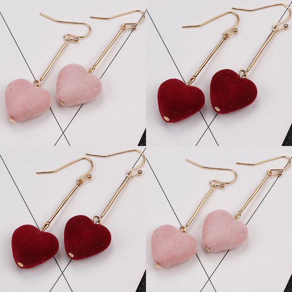 

women's pink heart shape cute drop earrings stylish korean style elegant fashion jewelry drop earrings for girls petal, Silver