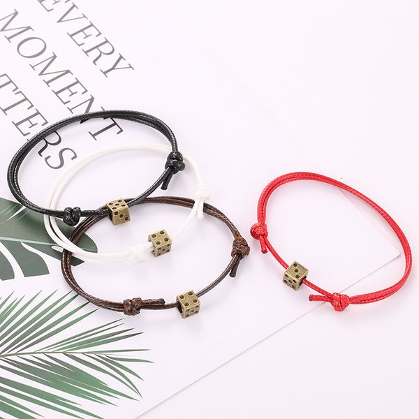 

2019 new fashion bracelets for women and men vintage rope chain bronze creative dice bracelets handmade adjustable bracelets, Golden;silver