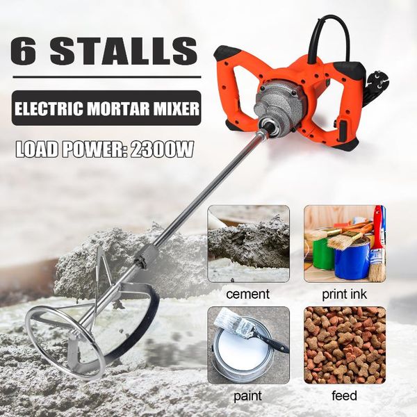 

kkmoon 2300w industrial grade mixer gear adjustable speed paint cement plaster mortar coating mixer putty mixing machine