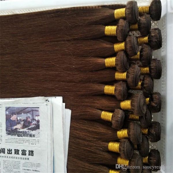 

grade virgin hair 100g piece & 3 piece one pack brown color 4# 100% human hair wholesale bundles virgin hair , dhl, Black