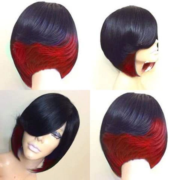 

fashionable mixcolor short straight wigs for women, Black