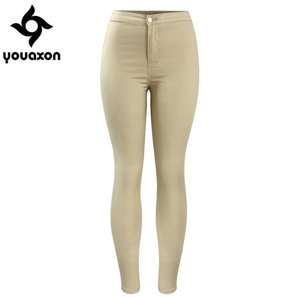 

2039 youaxon women`s curvy high waist stretchy khaki jean pants skinny pencil woman jeans femme, Blue