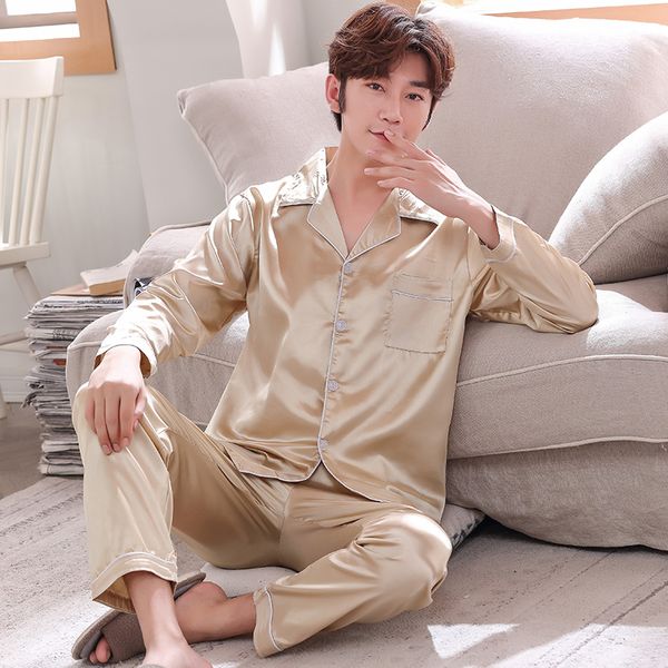 

satin men pajamas set men's modern style sleepwears men soft home cozy satin nightgown casual lounge pyjama sets nightwear, Black;brown