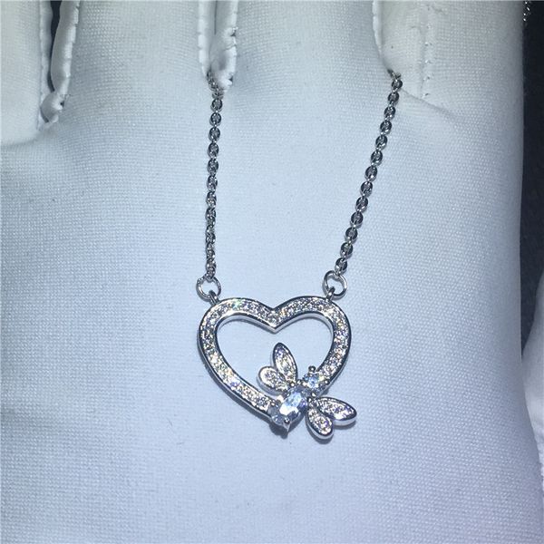 

cute honeybee heart pendant with necklace 925 sterling silver 5a zircon cz engagement wedding pendants for women bridal gift