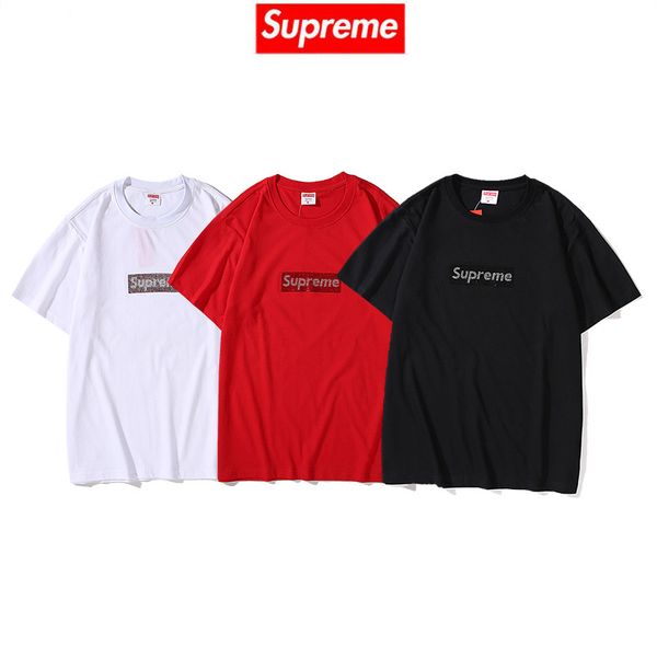 

20ss/supreme luxury fashion mens t-shirt new selling t-shirts casual wild breathable t-shirt comfortable outdoor t-shirt -2xl, White;black