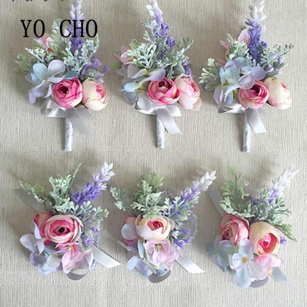 

yo cho noble purple series wedding rose wrist corsage flowers bridal bridesmaid sisters hand flowers groom groomsman corsage