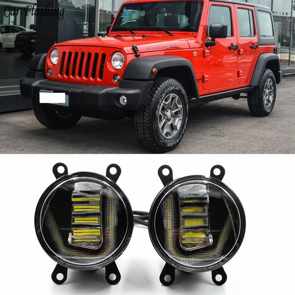 

3-in-1 functions auto led drl daytime running light car projector fog lamp with yellow signal for wrangler 2008 - 2015 2016