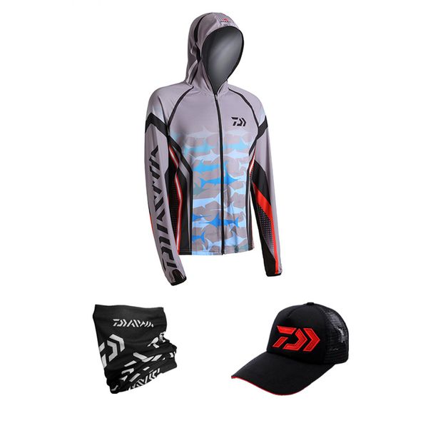 

new fishing suit male outdoor ice silk sunscreen clothing summer fishing quick-drying anti-mosquito suit hiking shirt, Gray;blue