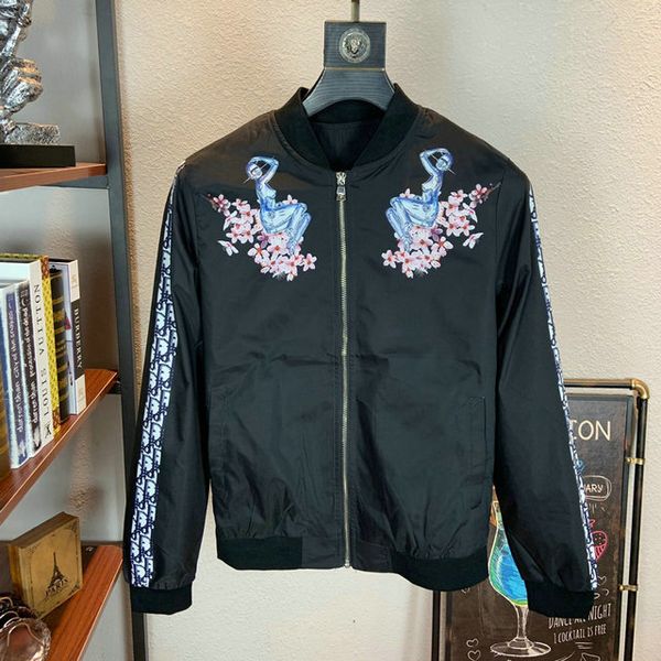 

with logo luxury men jacket fashion designer street cotton coat casual sports breathable jacket trend loose boutique jacket, Black;brown