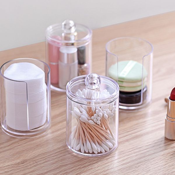 2019 Container Makeup Holder Transparent Cosmetic Case Storage Box Clear Portable Round Cotton Pad Storage Box HK0311 From Hengli_zm, $2.54
