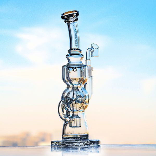 

10 Inchs Glass Bong Курительные Стеклянные трубы Ресайклер нефтяные вышки Пьянящий стакан воды Bongs Промокните 14мм Banger На складе