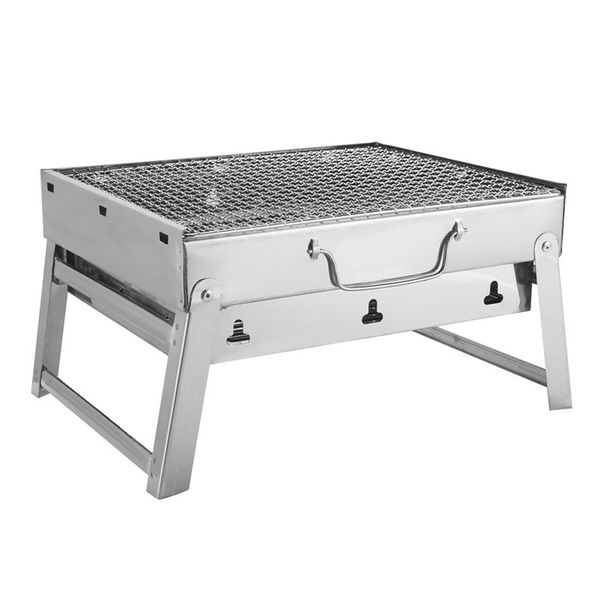 

outdoor stainless steel hiking charcoal camping bbq 35 * 27 * 20cm picnic bbq charcoal grill and silver lu11161822