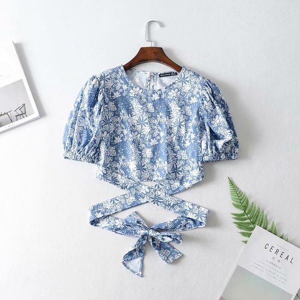 

popular jiajia 38-9785 fashion belt-tied shirts in europe and america, White