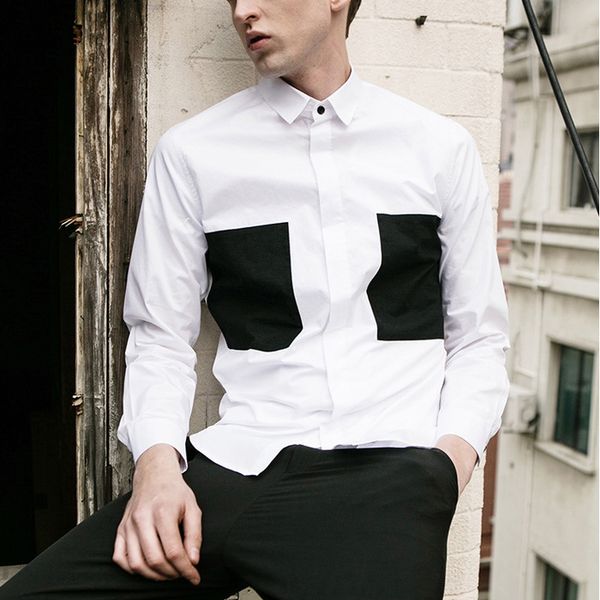 

s-6xl 2020 новый мужской одежды gd волос стилист моды показать стиль черно-белый с длинным рукавом рубашки плюс размер костюмы, White;black