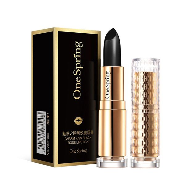 

beauty rose extract black lipstick red lip waterproof long lasting matte lipstick moisturizer color changing